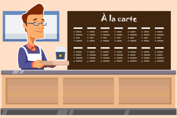 Designed by iconicbestiary / Freepik. Se «Krediteringer» i sidefoten. Bilde av servitør foran en meny.